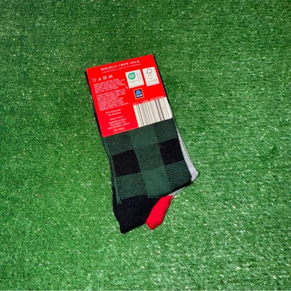 Festive Gray and Red Santa Crew Socks - Picture 2 of 2